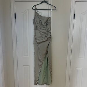 Chic One-Shoulder Silver Dress
